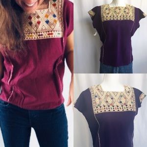Boho Mexican Larráinzar Embroidered Blouse